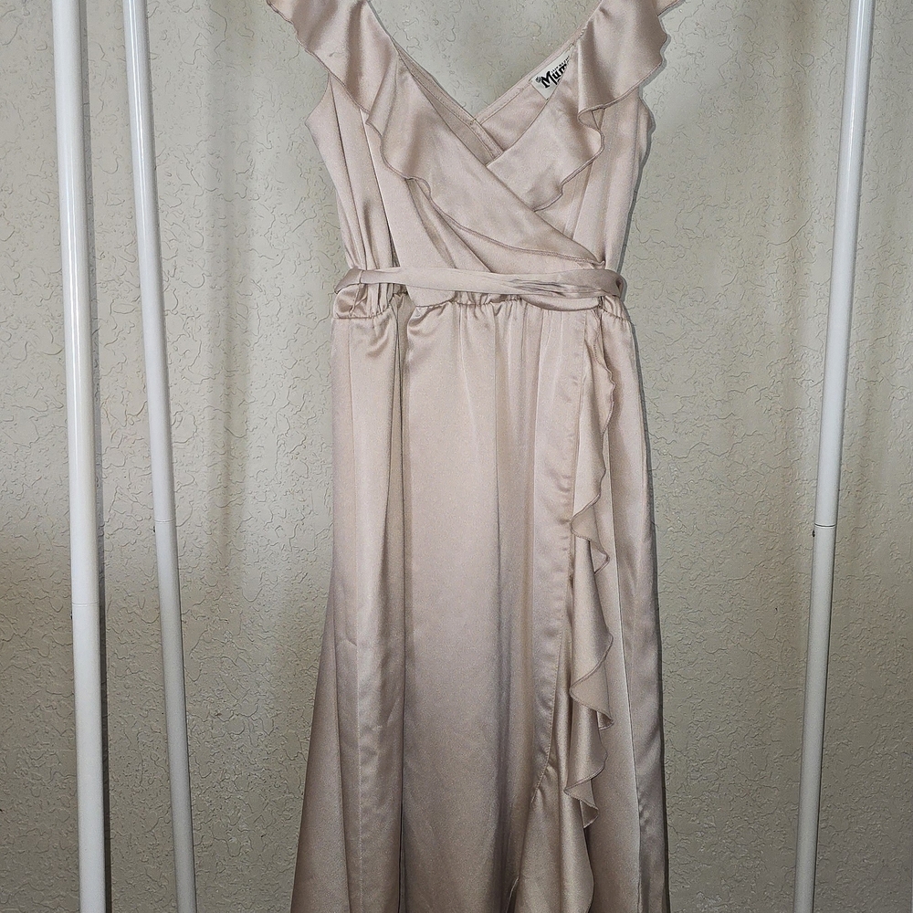 Show Me Your Mumu Elegant Cream Wrap Dress